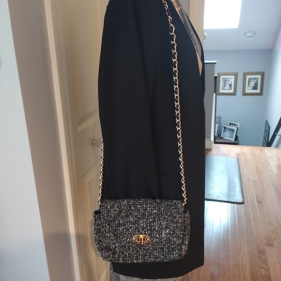 Talbots Black Grey Tweed Classic Crossbody Bag - Picture 14 of 14